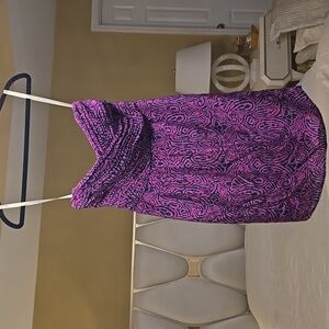 Shoshanna Silk Strapless Dress in Purple and Navy EUC